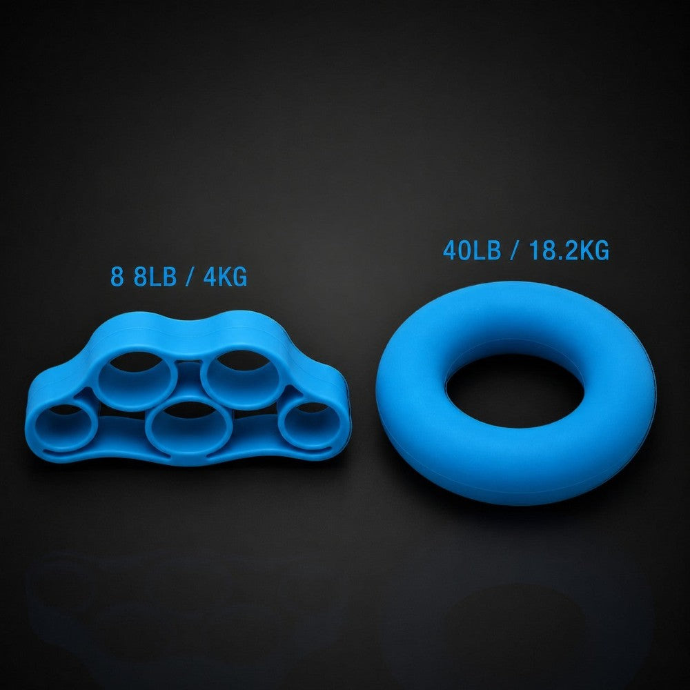 GYMFINDSHUB blue silicone finger stretcher and grip ring set for hand strength and resistance training