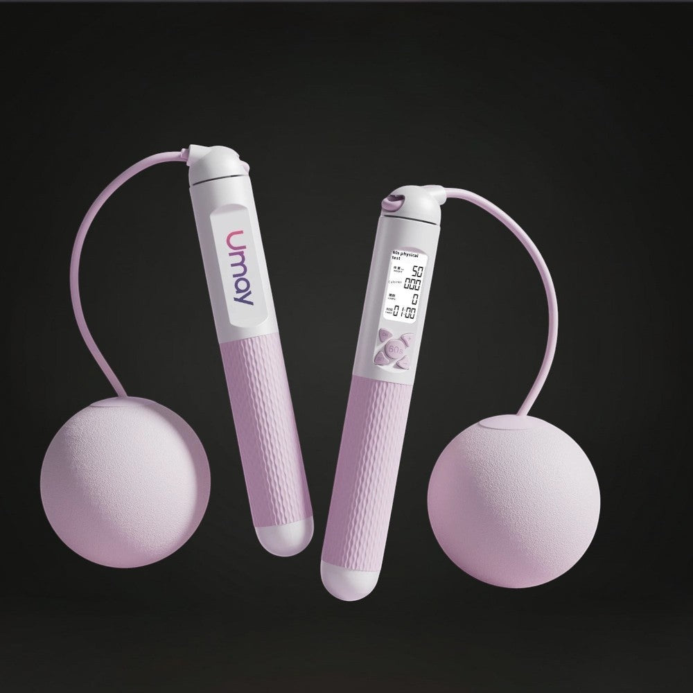 GYMFINDSHUB cordless weighted jump rope in hibiscus purple with digital counter and anti-slip handles