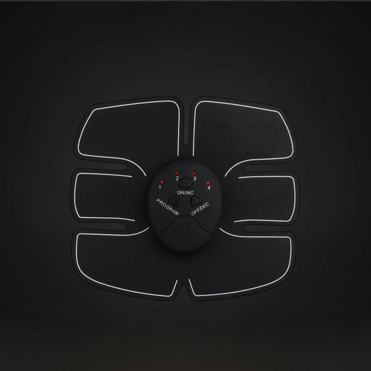 GYMFINDSHUB black EMS abdominal muscle trainer pad with central control unit for electrical muscle stimulation