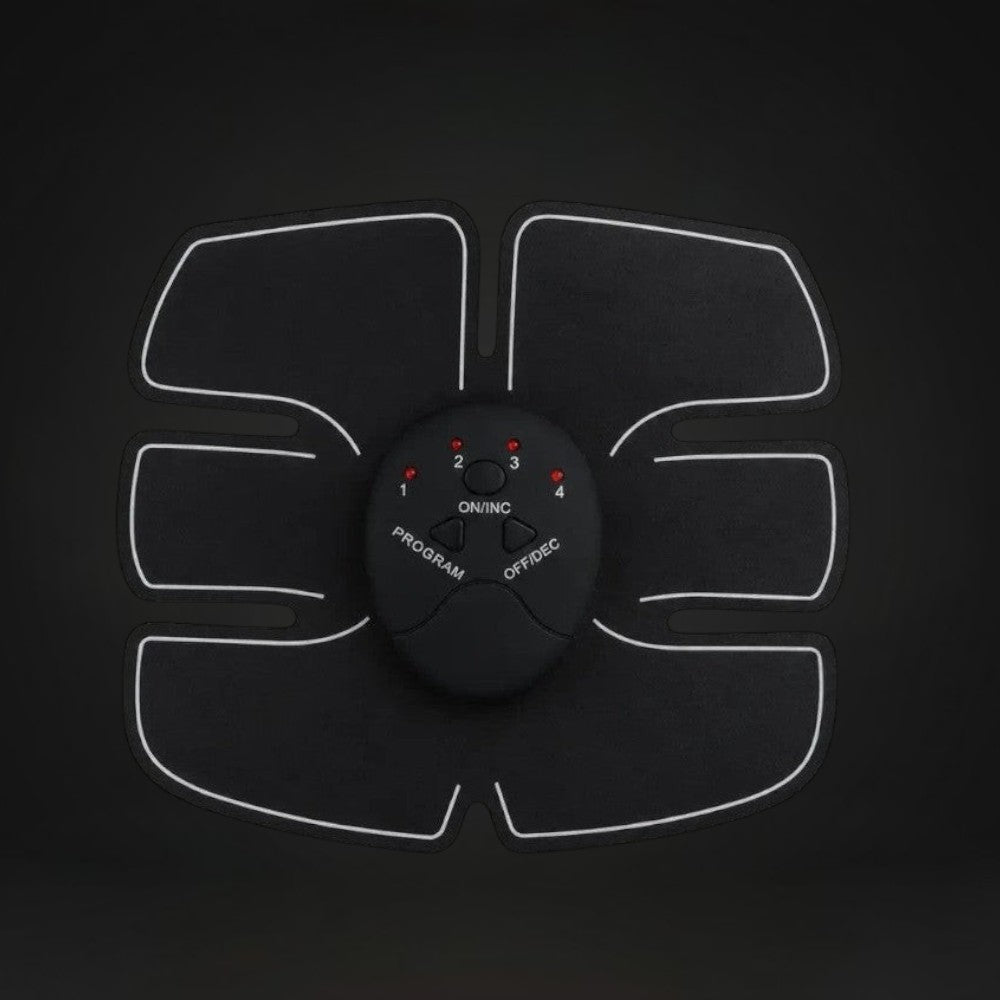 GYMFINDSHUB black EMS abdominal muscle trainer pad with central control unit for electrical muscle stimulation
