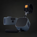 GYMFINDSHUB portable resistance cable system with grey housing, black ergonomic handle, and padded ankle strap.