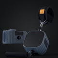 GYMFINDSHUB portable resistance cable system with grey housing, black ergonomic handle, and padded ankle strap.